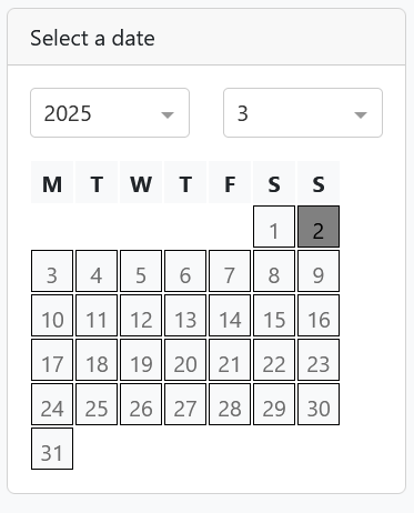 Figure représentant la partie sélection de la date